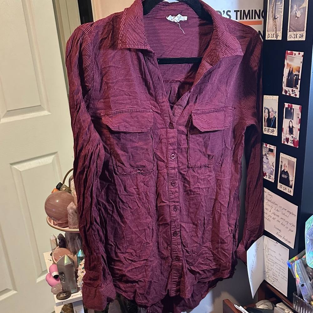 Mine Burgundy Button-Down Shirt